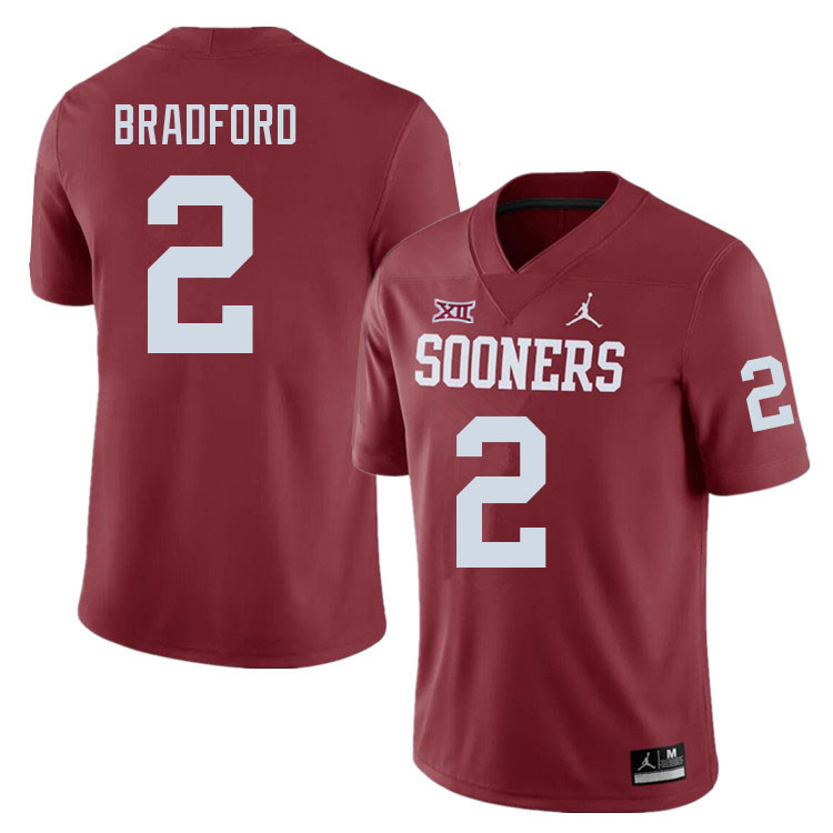 Men #2 Tre Bradford Oklahoma Sooners College Football Jerseys Sale-Crimson